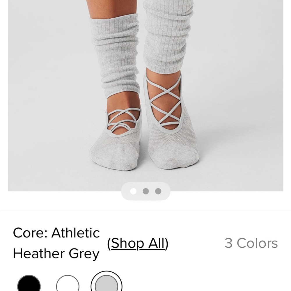 ALO Womens Strappy Grip Sock in Heather Light Gray NWT $48  in store - Picture 3 of 8